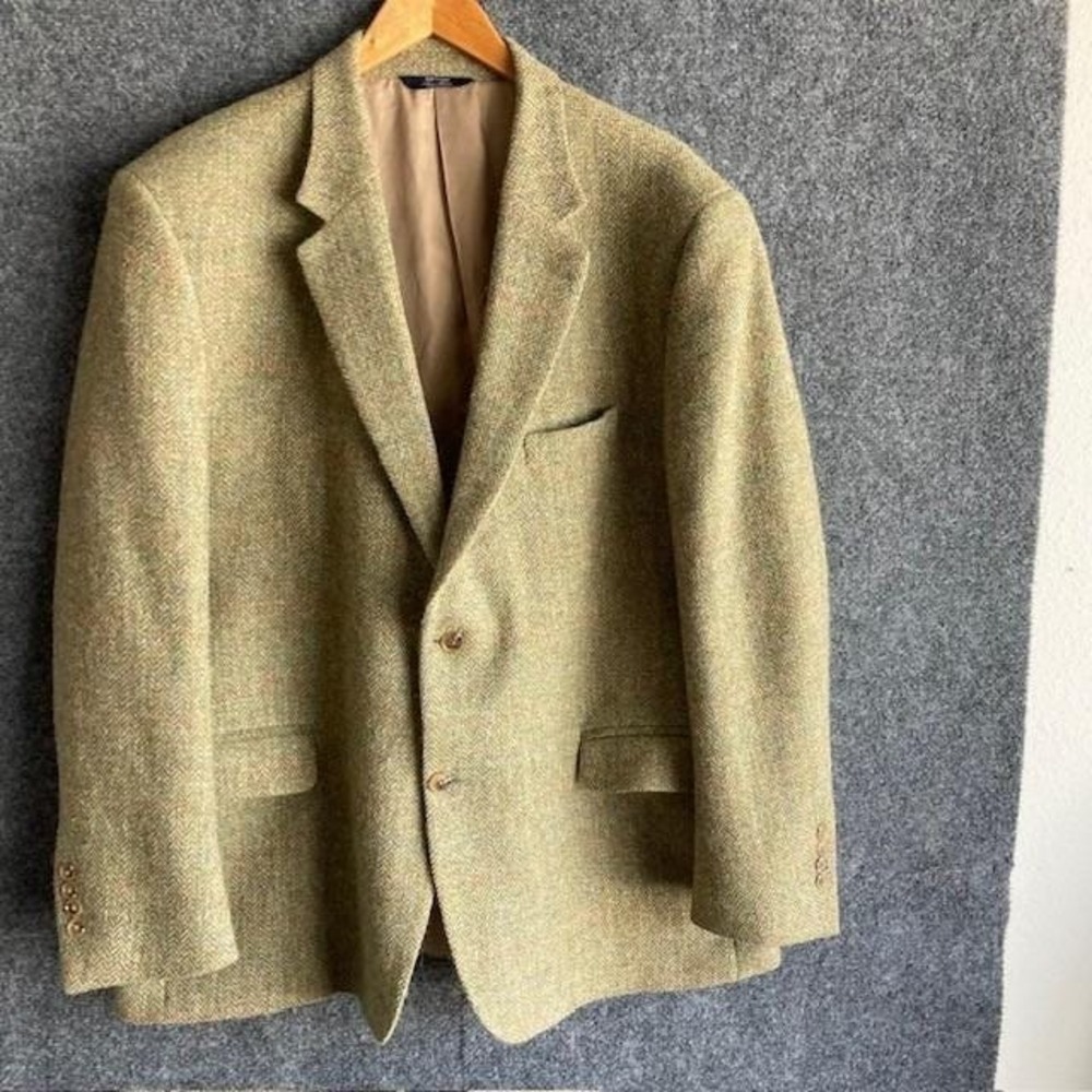 Ben Silver Wool Harris Tweed Sports Coat Herringbone Pattern 51R 33" x 25.5"